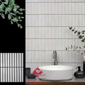Gạch mosaic thanh que trắng sữa hạt mè