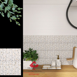 Gạch mosaic terrazzo trắng mờ