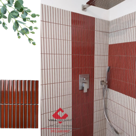 Gạch mosaic thanh que lõm đỏ