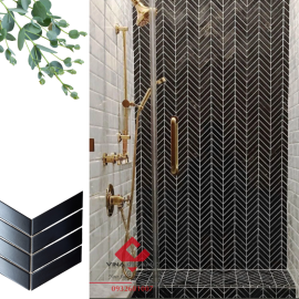 Gạch mosaic xương cá đen mờ
