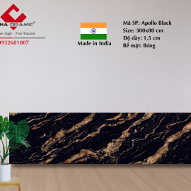 Đá Apollo Black 300x80x1,5 cm