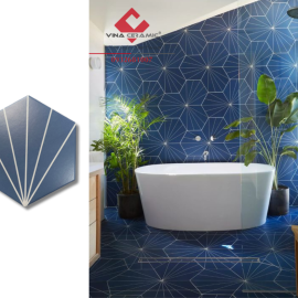 Gạch lục giác xanh dương