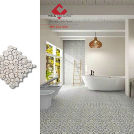 Gạch bát giác terrazzo trắng mờ