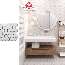 Gạch mosaic lục giác trắng mờ 